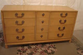 Vintage Landstrom Mcm 12 Drawer Dresser W/full Sized Bed Frame