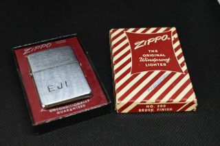 L5193 - Vintage No.  200 Brush Finish Zippo Lighter W/ Box