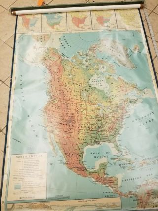 Vintage Nystrom 1pr1a Pull Down United States Map 50 " Wide X 72 " Long