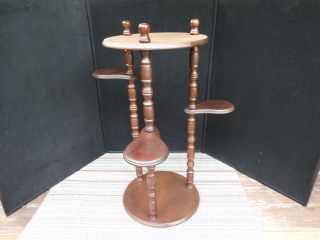 Vintage 5 Tier 32 " Tall Wooden Wood Table Plant Curio Stand With Spindle Legs