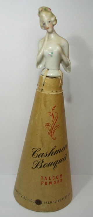 Antique China/porcelain Half Doll Cashmere Bouquet Talcum Powder