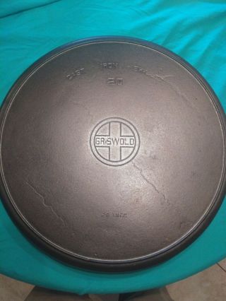 Rare Large Antique Vintage Griswold 20 Cast Iron Skillet Frying Pan No Cracks