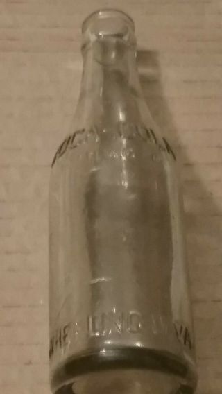 Coke Coca - Cola Vintage Bottle Straight Sides Wheeling Wv Clear