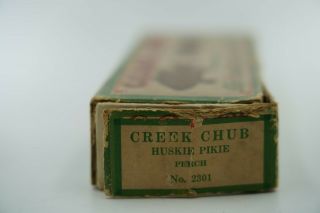 Creek Chub Bait Fishing Lure Box Huskie Pikie Minnow Perch Scale 2301 Rare Typo