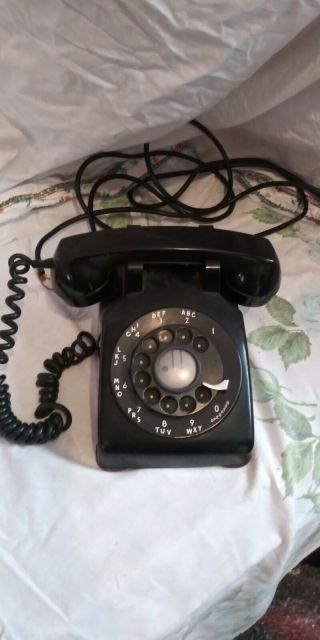 Vintage 1950s Black Rotary Dial Desk Phone Telephone
