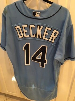 Signed Tampa Bay Rays Jaff Decker Game Worn Jersey With Letter