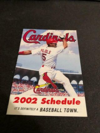 2002 St.  Louis Cardinals Baseball Pocket Schedule Bank Version Albert Pujols 3