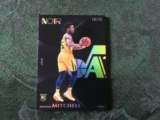 2017 - 18 Panini Noir Donovan Mitchell Rookie Away Gold 10/25 Rc Utah Jazz