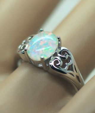 Vintage Jewellery Ring With Opal Antique Art Deco Jewelry Size P 8
