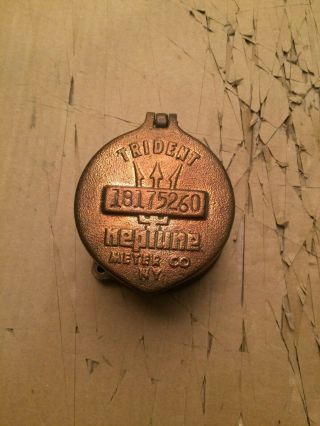 Vintage Brass Trident Water Meter Cover Neptune York Paperweight Wm12