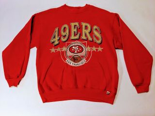 Nfl San Francisco 49ers Vintage Red Large Crewneck Sweatshirt Sweater Pullover