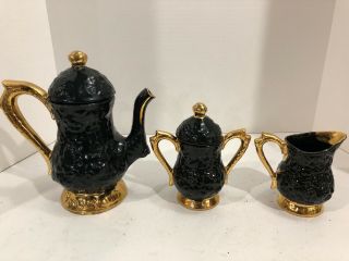Vintage Ceramic Tea Set Black/gold