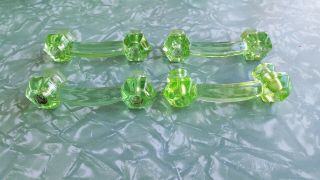 Vintage Green Depression Glass Drawer Pulls Set Of 4