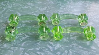 Vintage Green Depression Glass Drawer Pulls set of 4 2