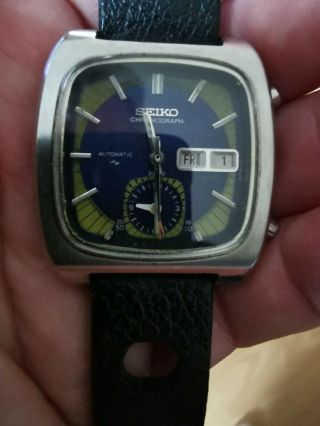 Rare Vintage 1970s Seiko 7016 - 5011 Monaco Flyback Chronograph Watch
