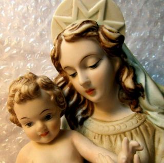 Vintage Lefton China Madonna (mary With Baby) And Child Porcelain Figurine 7 "