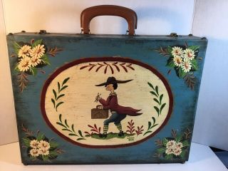 Vintage Hand Painted Wood Artist Paint Box.  One Of A Kind Local Artist Decor