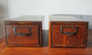 Antique Globe Quarter Sawn Oak Filing Drawers Cabinets