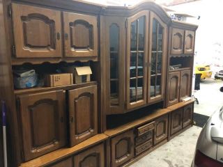 Antique German Shrunk Cabinet,  Wall Unit/ Entertainment Center.  Solid.  Sturdy.