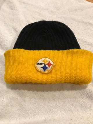 Vtg Nfl Pittsburgh Steelers Knit Beanie Hat Cap