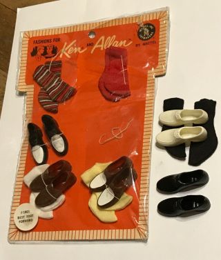 Vintage 1963 Japan Mattel Barbie Ken & Allen 1801 Best Foot Forward Shoes/socks