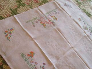 Vintage Hand Embroidered Tablecloth - CRINOLINE LADIES & FLORAL ' S 2