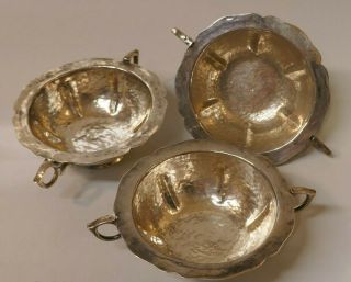 Set Of 3 - Rare 19th Century Mexico / Spanish Colonial Silver Bowls W/ Handles