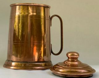 Vintage Copper Mug / Stein / Tankard w/Lid,  Brass Handle - Made in Portugal 6 