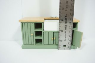COUNTRY STYLE KITCHEN SINK green Wood CABINET DOLL HOUSE 1:12 scale miniature 2