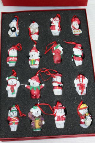 16 Vintage Santa Bear Dayton Hudson Christmas Ornaments Boxed Set 1984 - 1999