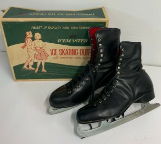 Icemaster Box Vintage Figure Insulated Skating Ice Skates Size 10 Black
