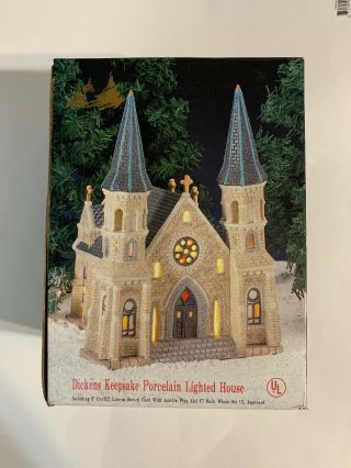 Dickens Keepsake Porcelain Lighted House Church Vintage Village Parish
