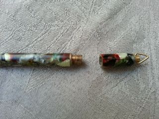 Vintage Advertising Mechanical Pencil Mother Of Pearl Marble - Loop For Chain