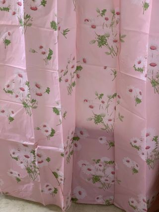 Vintage 70s Mod Retro Vinyl Shower Curtain Pink Daisy Flowers Daisies Floral