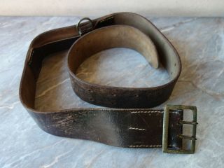 Vtg Old Ww2 Wwii Military German Wehrmacht Officer Luger P.  08 Leather Belt 46.  9 "