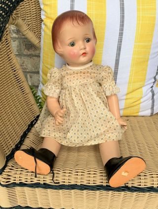 Antique 20 " All Composition Doll Blue Tin Eyes Patsy Ann Look A Like