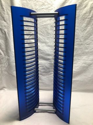 Atlantic Cd Rack Disc Jewel Case Holder Stand Organizer Rare Clear Blue Vtg.