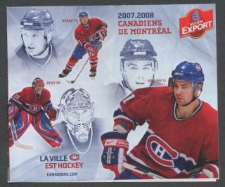 2007 - 08 Montreal Canadiens Nhl Hockey Pocket Schedule Higgins