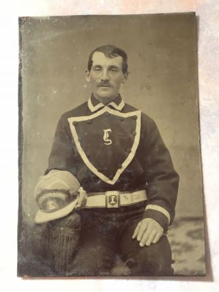 Antique Independent Fire Department Firefighter Tintype Photograph Photo Ny