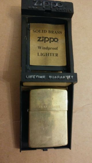 Vintage 1932 - 1990 Solid Brass Zippo Lighter With Box