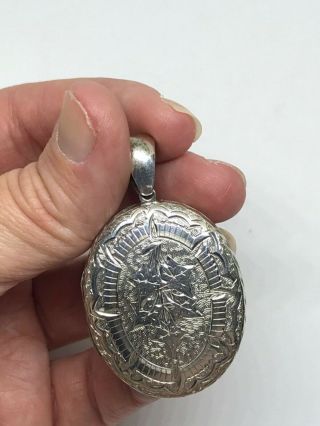 Antique Victorian Sterling Silver Aesthetic Locket Pendant