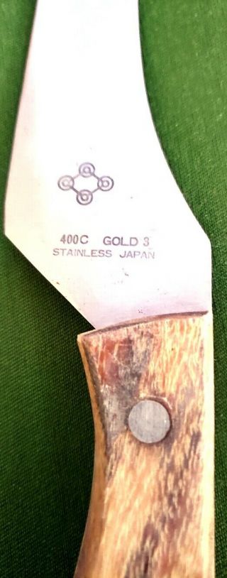 Vintage 14 " Long 400c Gold 3 Stainless Sushi Offset Knife Japan 9 " Blade