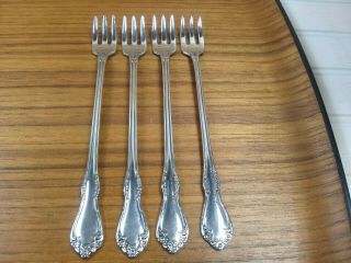 4 Vtg Oneida Wm A Rogers Deluxe Mansfield Amadeus Cocktail Fish Forks Stainless