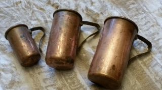 Vintage Copper And Brass Measuring Cups - - Functional And Decorative