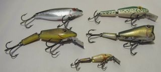 Five Vintage L & S Mirrolures Bass Master,  Sinker,  Shad,  Popper,  Pan Fish