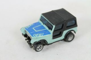 Vintage Aurora Afx Jeep Renegade Cj - 7 Baby Blue Back W/ Light Slot Car