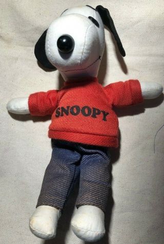 Authentic Vintage Snoopy Dog Rare 1958 - 1968 On Tag Red Shirt “snoopy” Blue Jeans