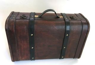 Decorative Bent Wood Cherry Trunk Suitcase Antique Style Storage
