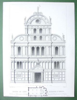 Architecture Print: Italy Venice Church Of Saint Zachary Engraving