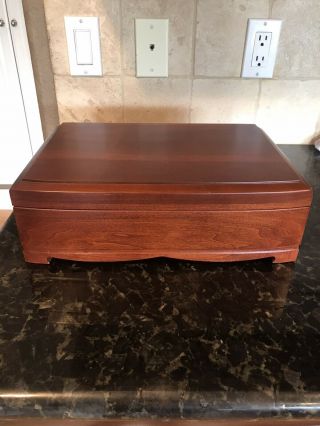 Vintage Diamond Crown Humidor Box Crafted By Reed & Barton Cherry Wood Cigar